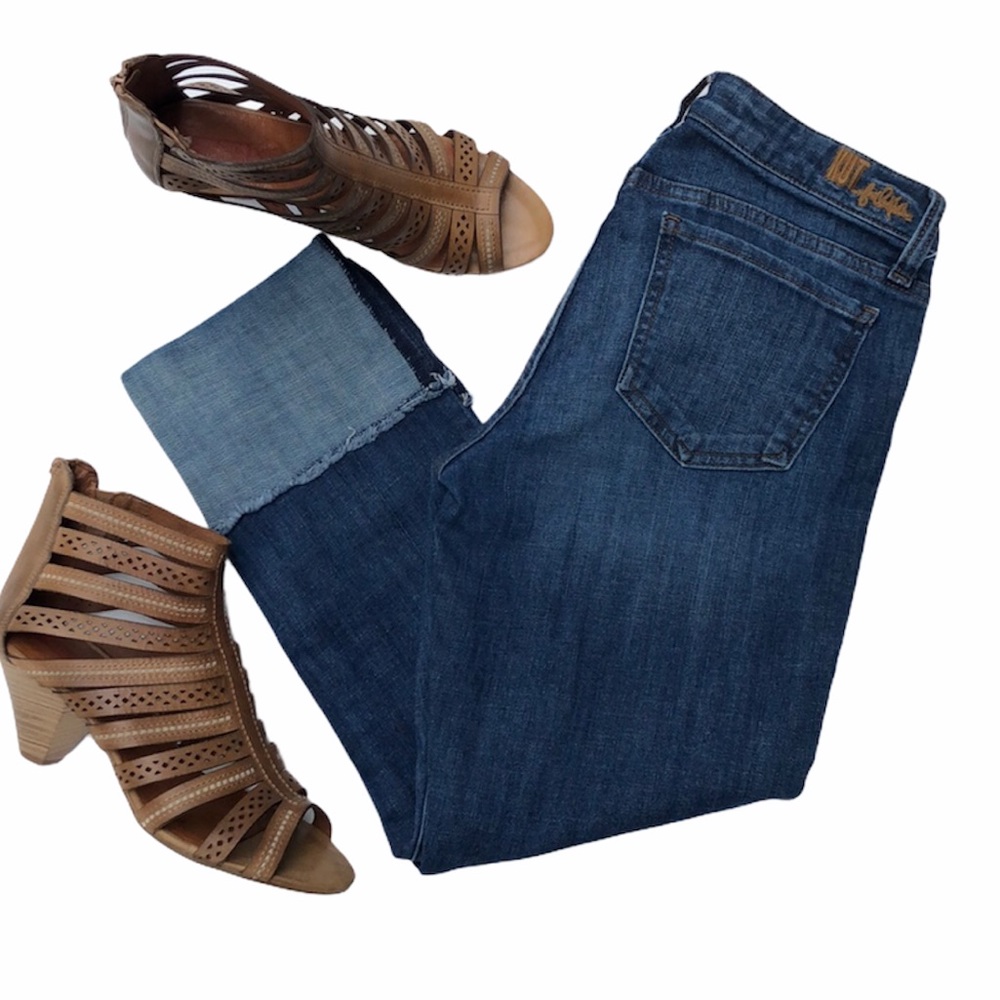 KUT from the Kloth jeans size 6 skinny cropped cuffed dark denim